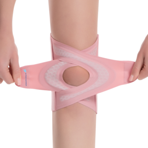 Knie Bandage stark stützend und leicht rosa